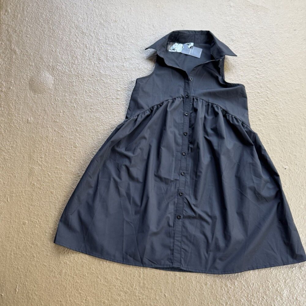 NWT Collared Shirt Dress Sz S Casual Loose Button Down Mini V Neck Tunic Pockets - Picture 12 of 16